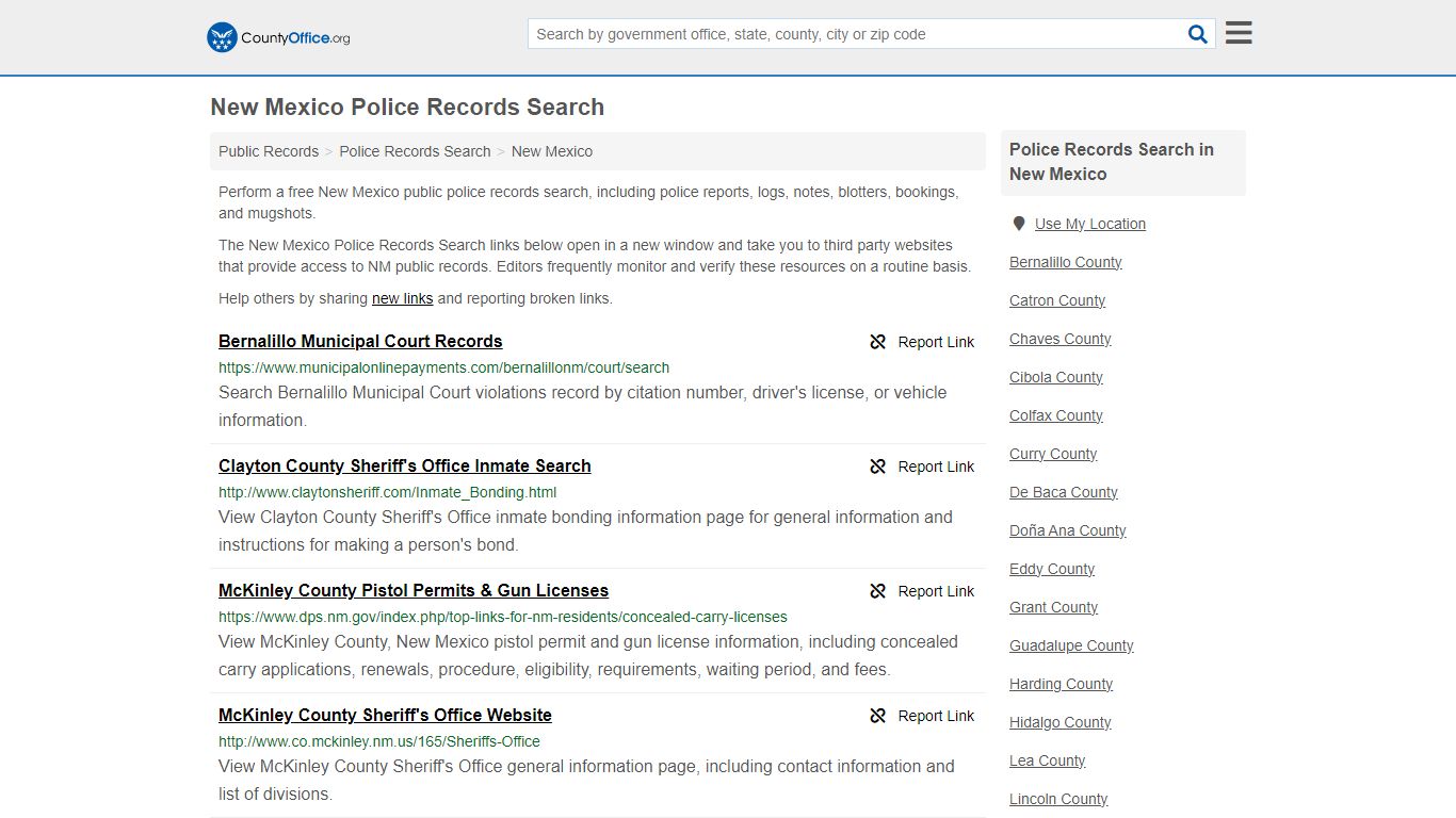 New Mexico Police Records Search - County Office